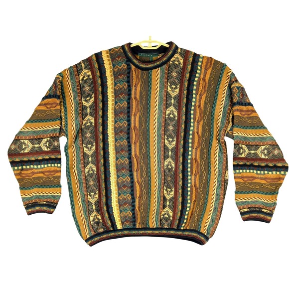 Tundra Canada 100% Cotton Multicolor 3D Textured Knit Sweater Men's XL - Picture 1 of 6